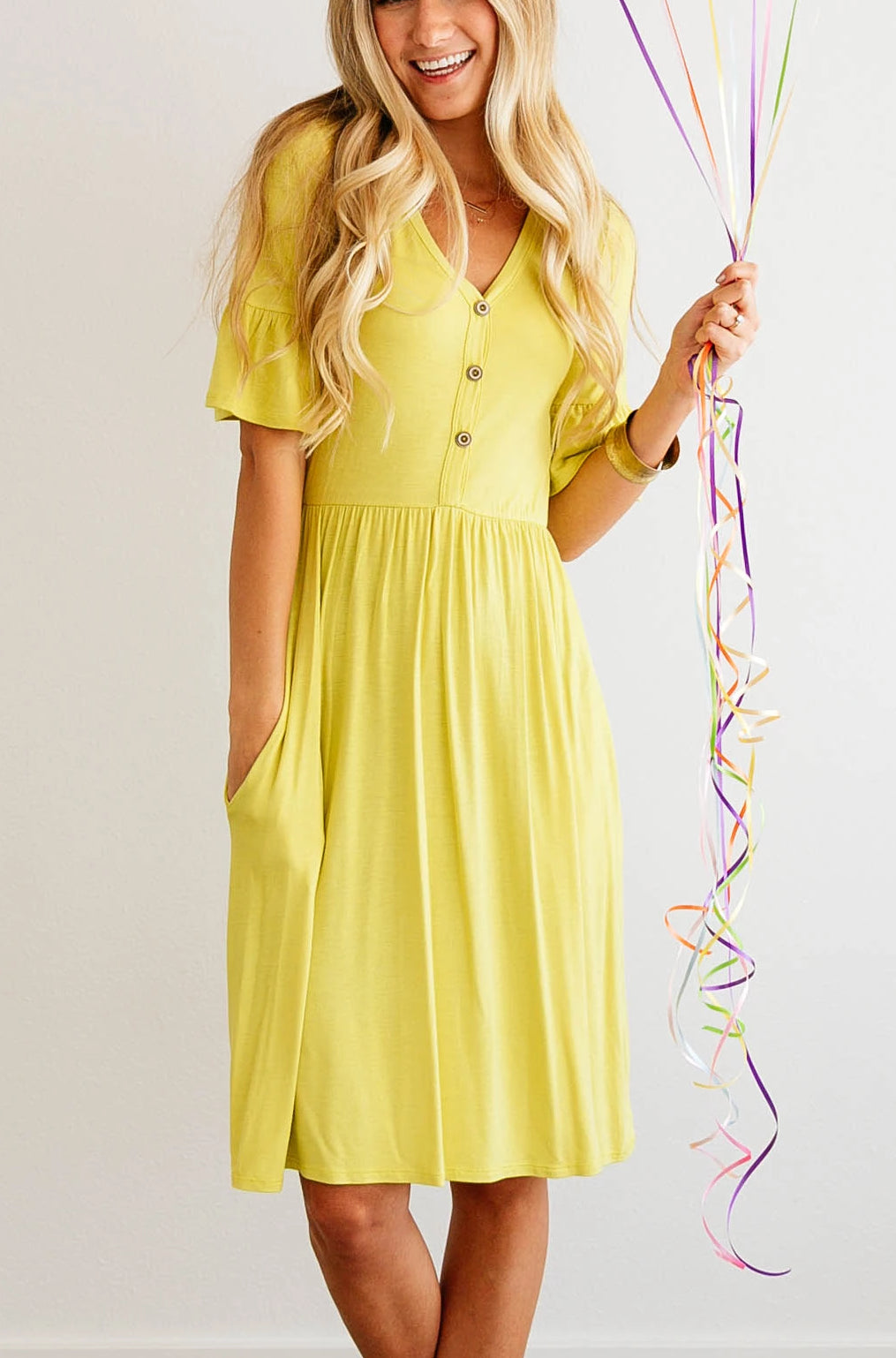 RUFFLE SLEEVE MIDI DRESS