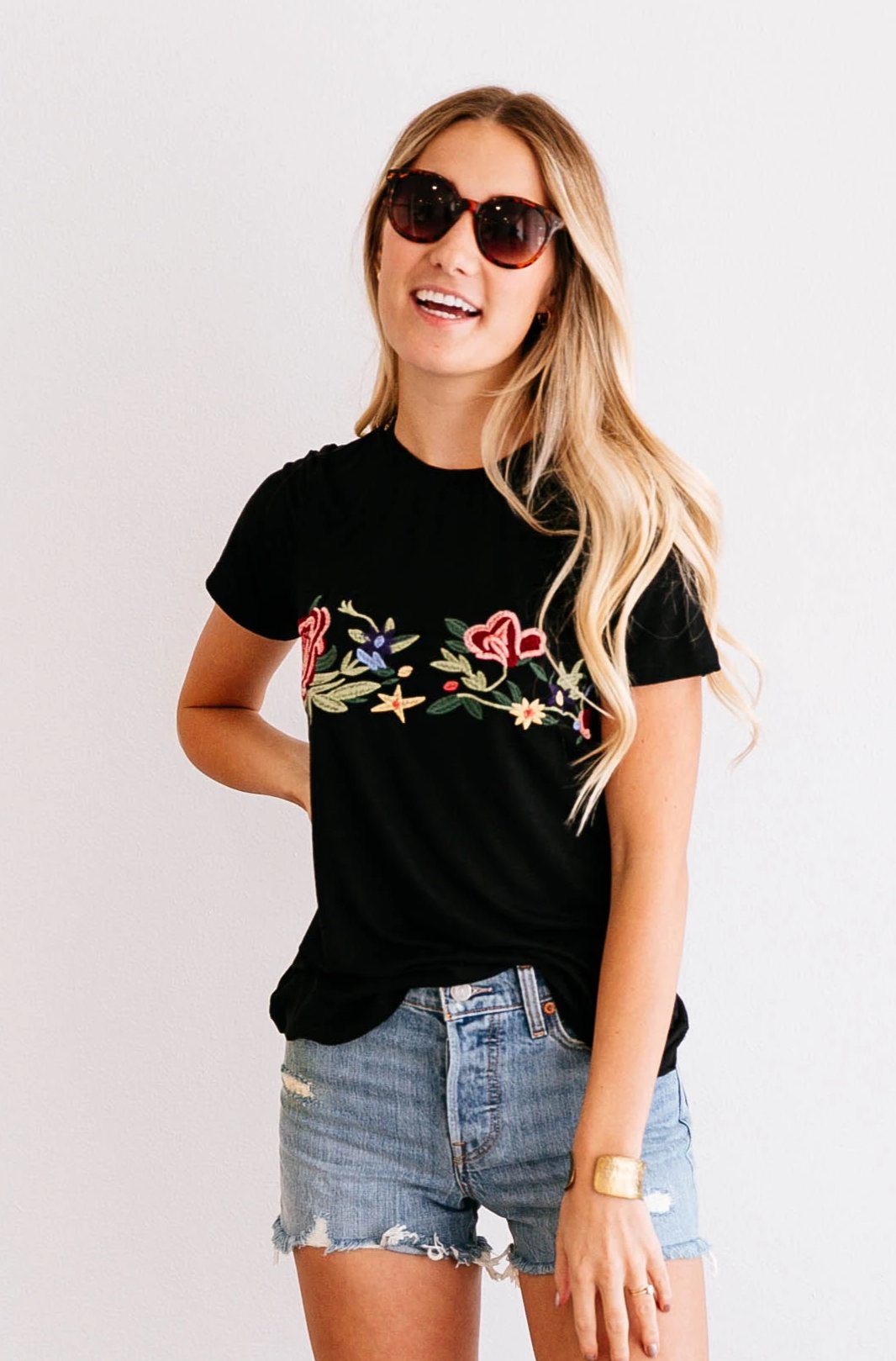 Floral Embroidered Tee