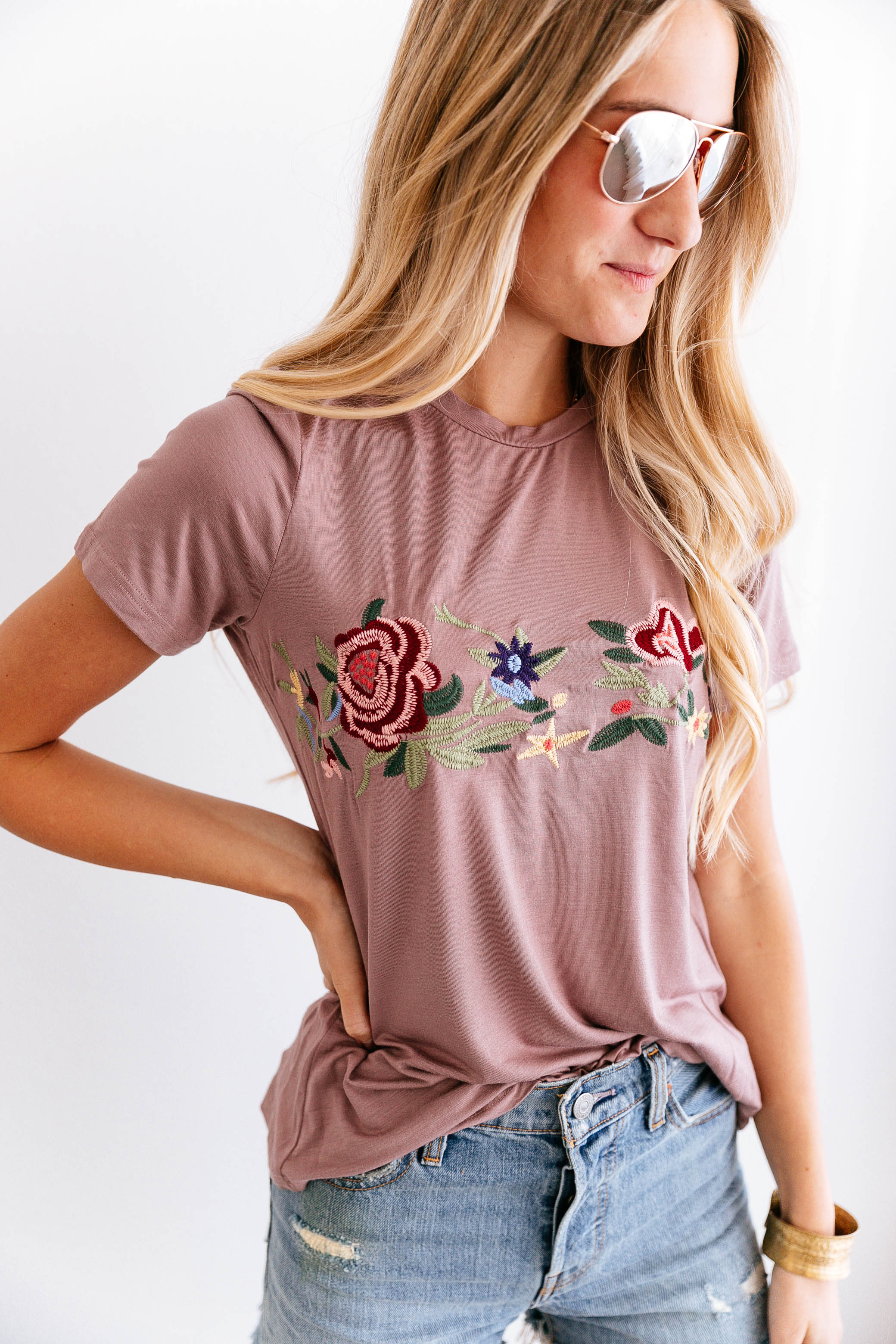 Floral Embroidered Tee