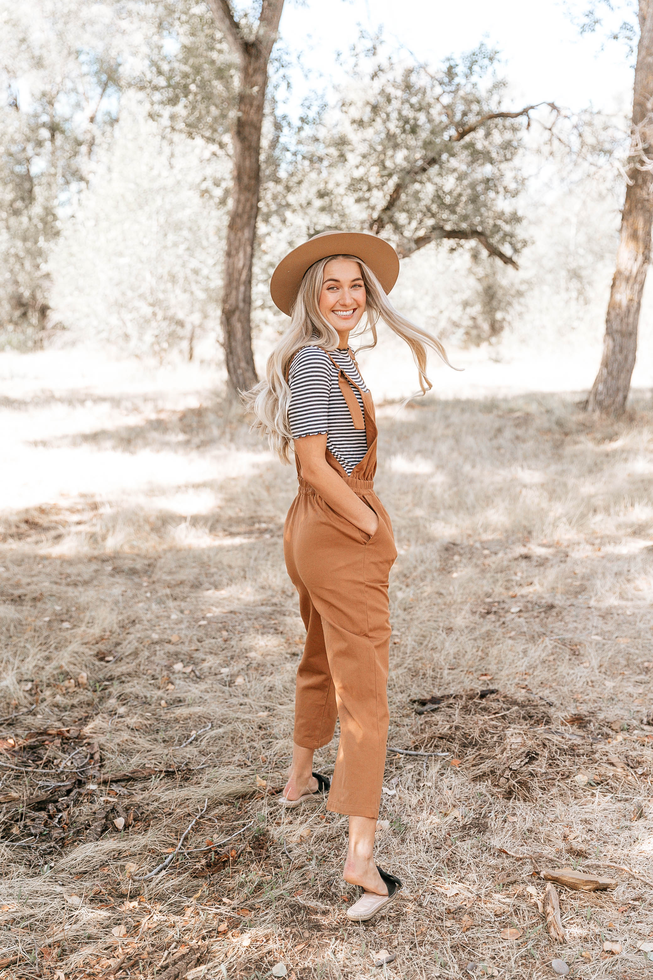 Camel Pocket Crop Overalls