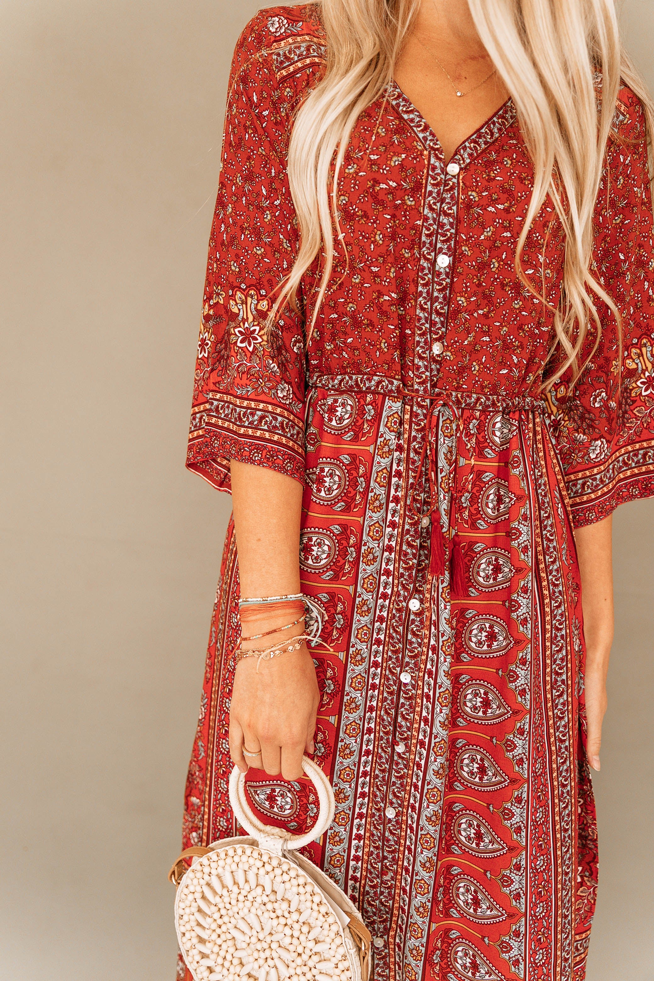 Red Floral Arabesque Dress