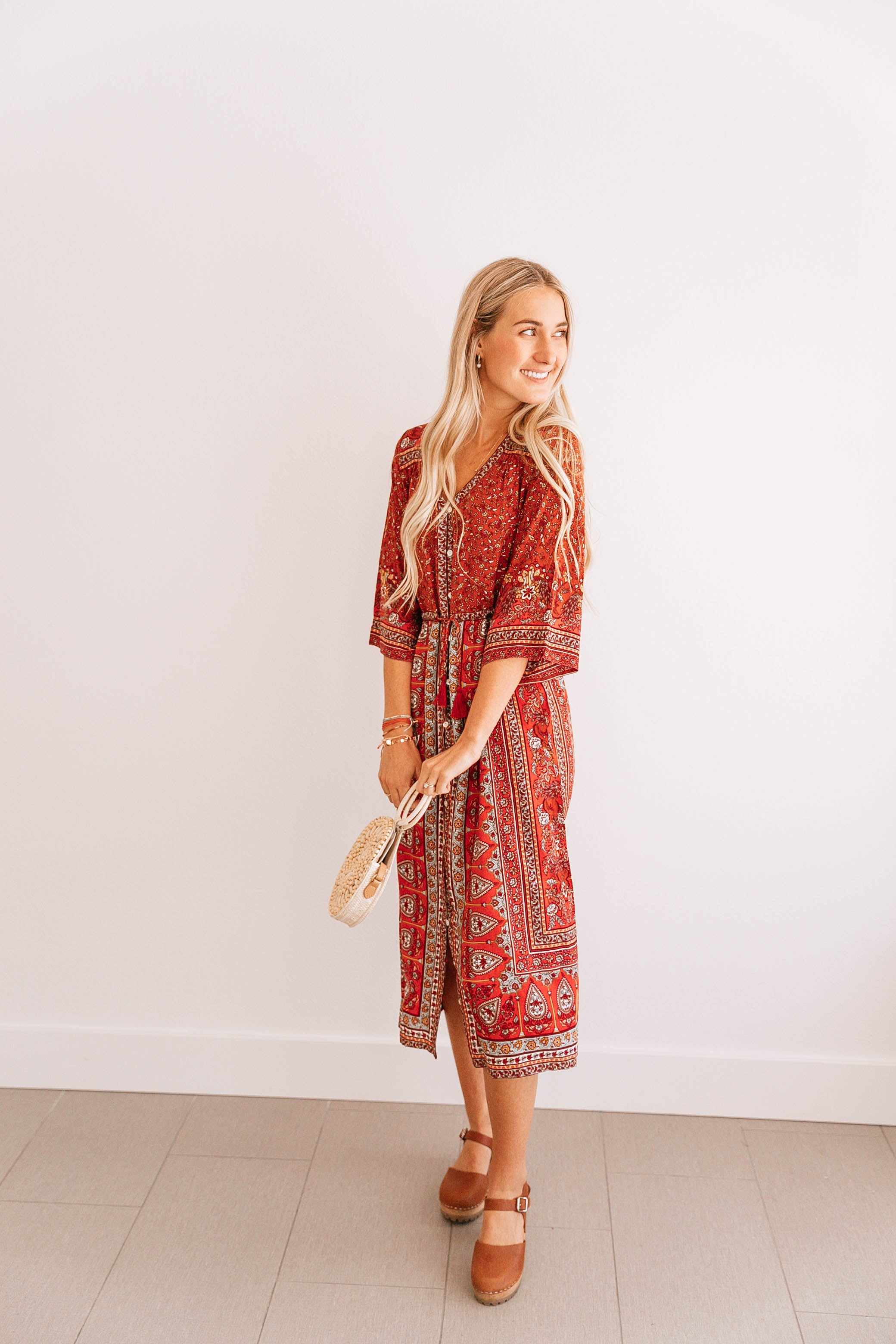 Red Floral Arabesque Dress