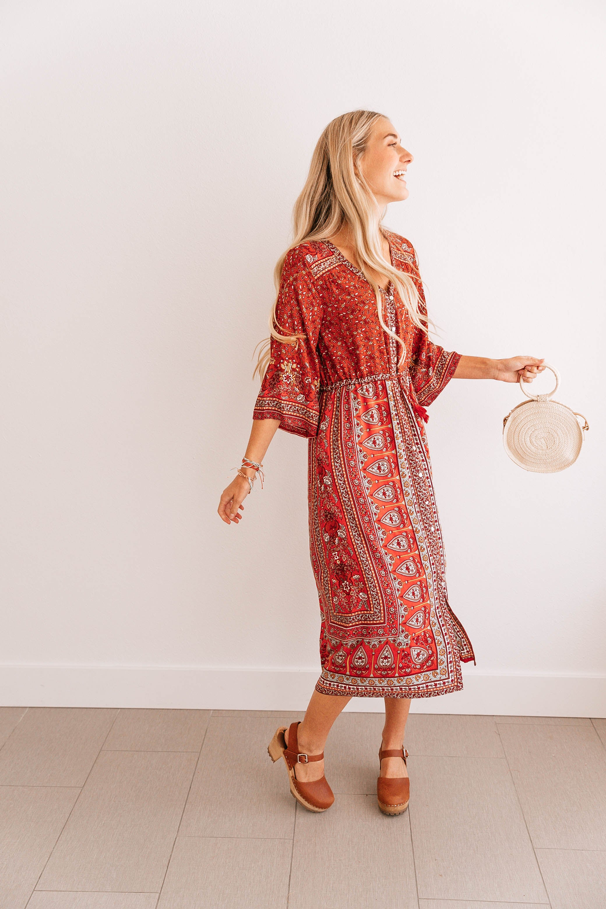 Red Floral Arabesque Dress