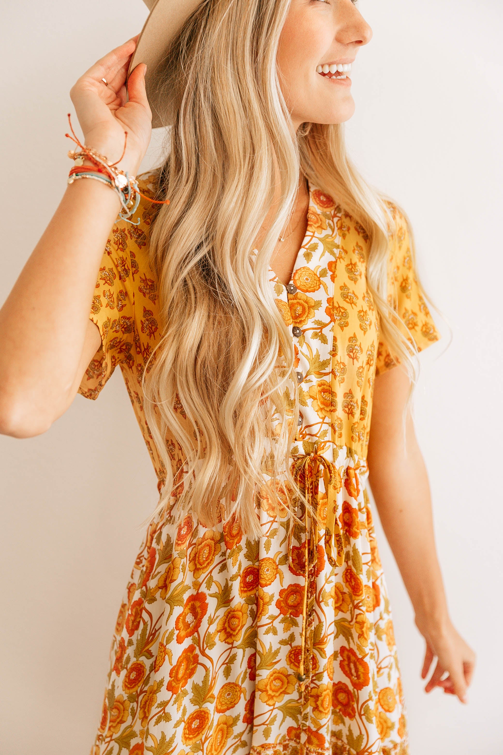 Vintage Floral V-Neck Dress