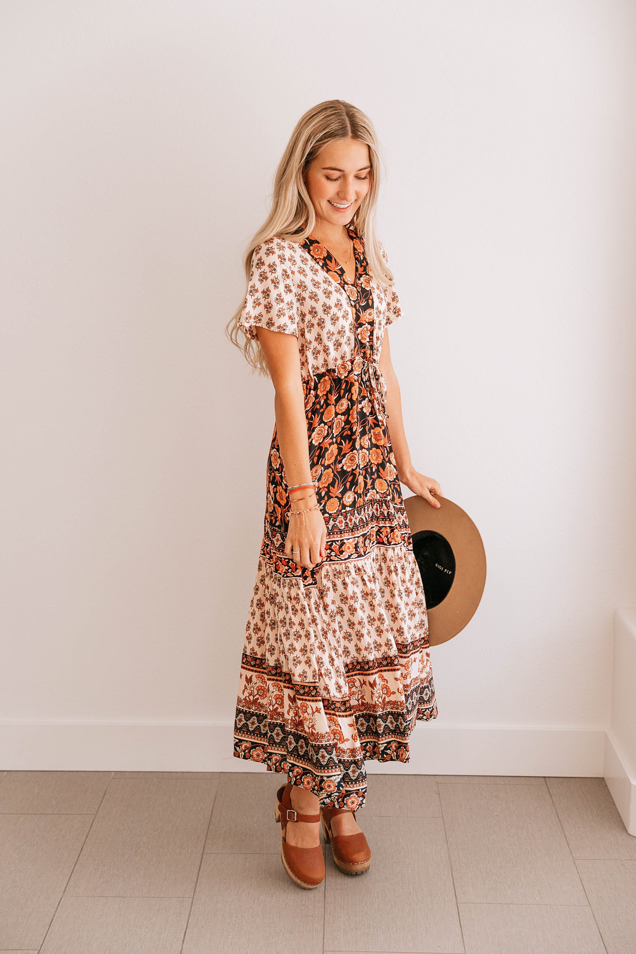 Vintage Floral V-Neck Dress