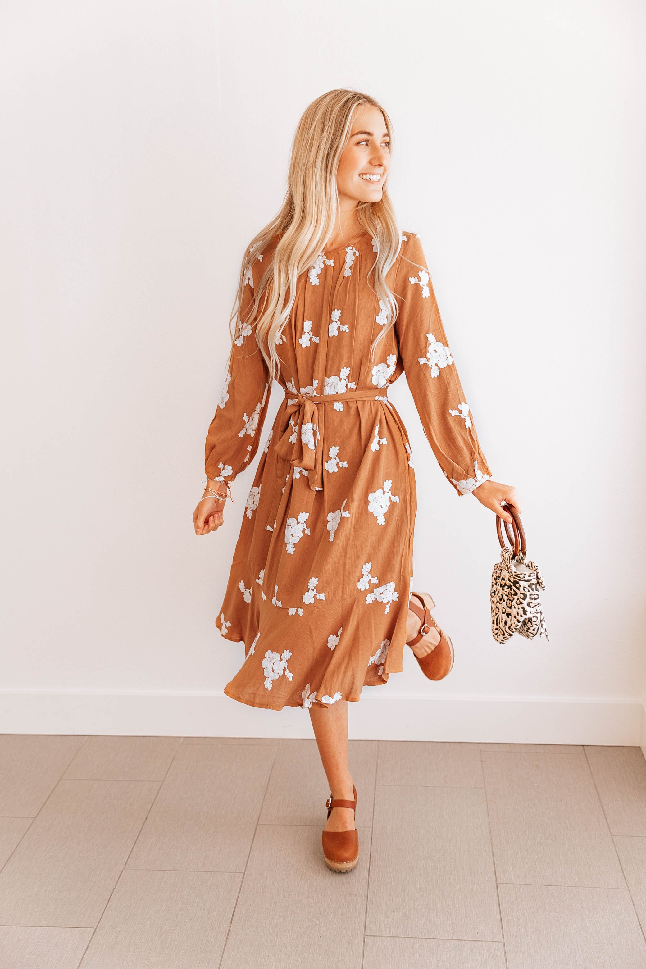 Floral Tie-Waist A-Line Dress