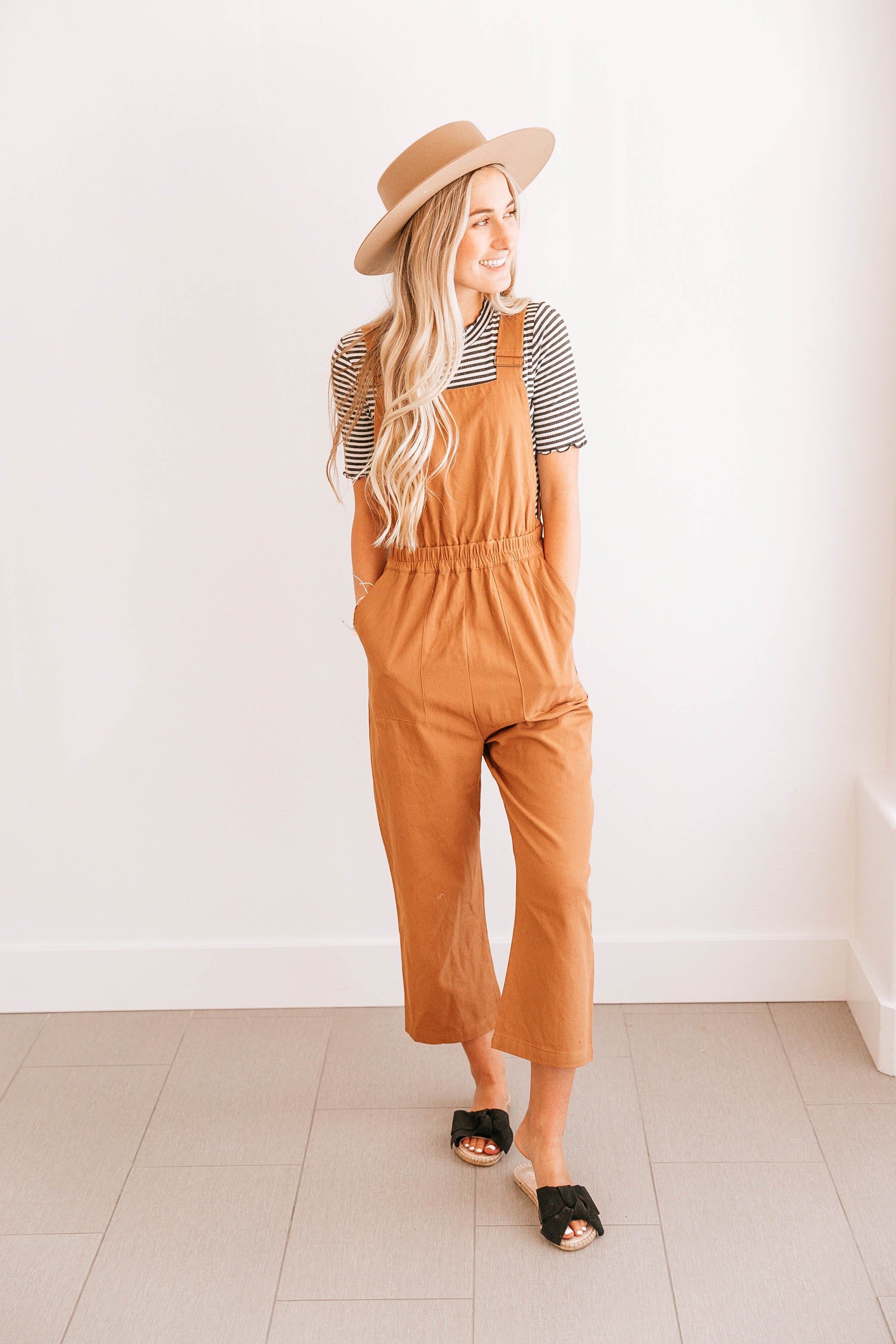 Camel Pocket Crop Overalls