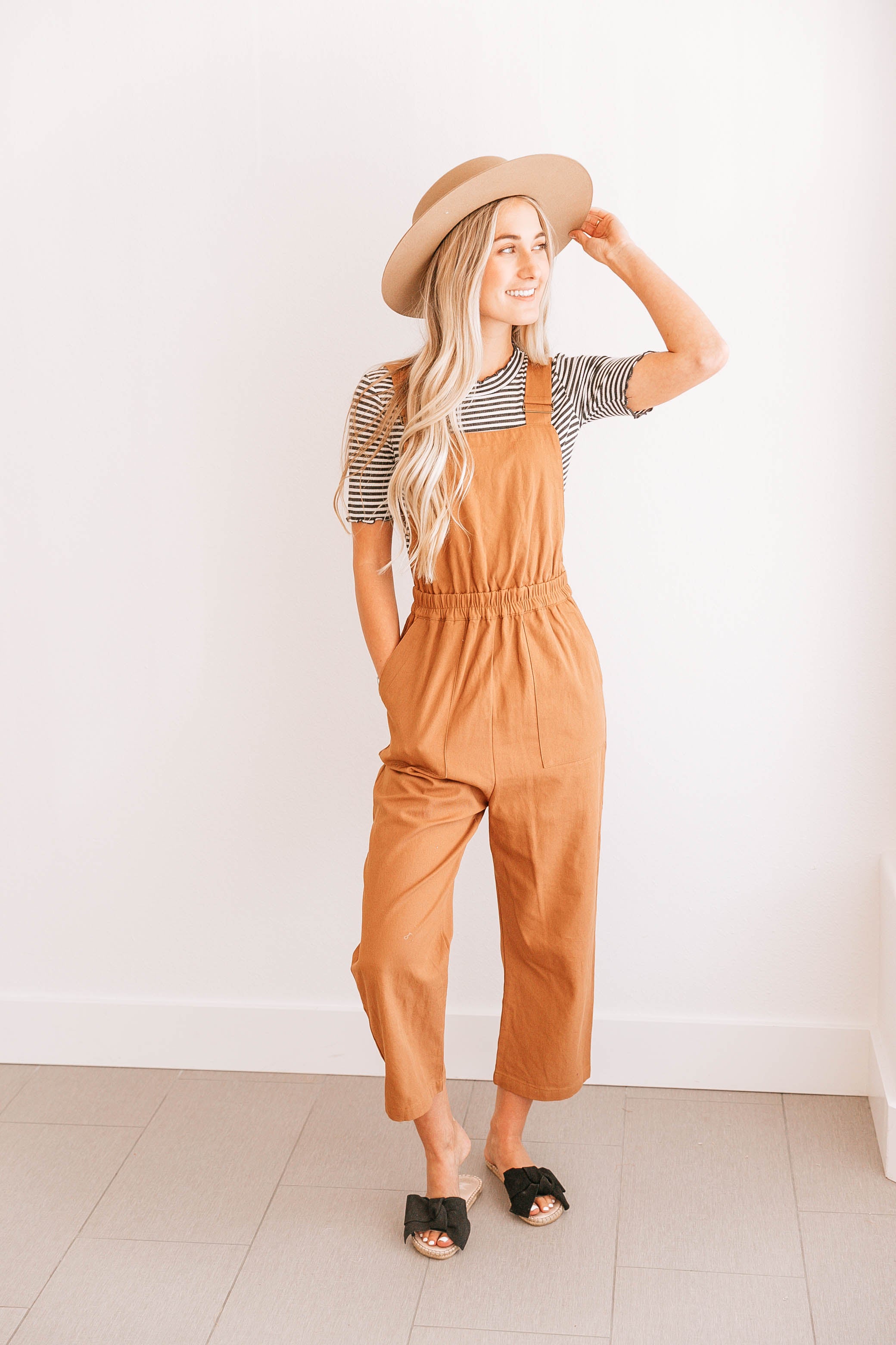 Camel Pocket Crop Overalls