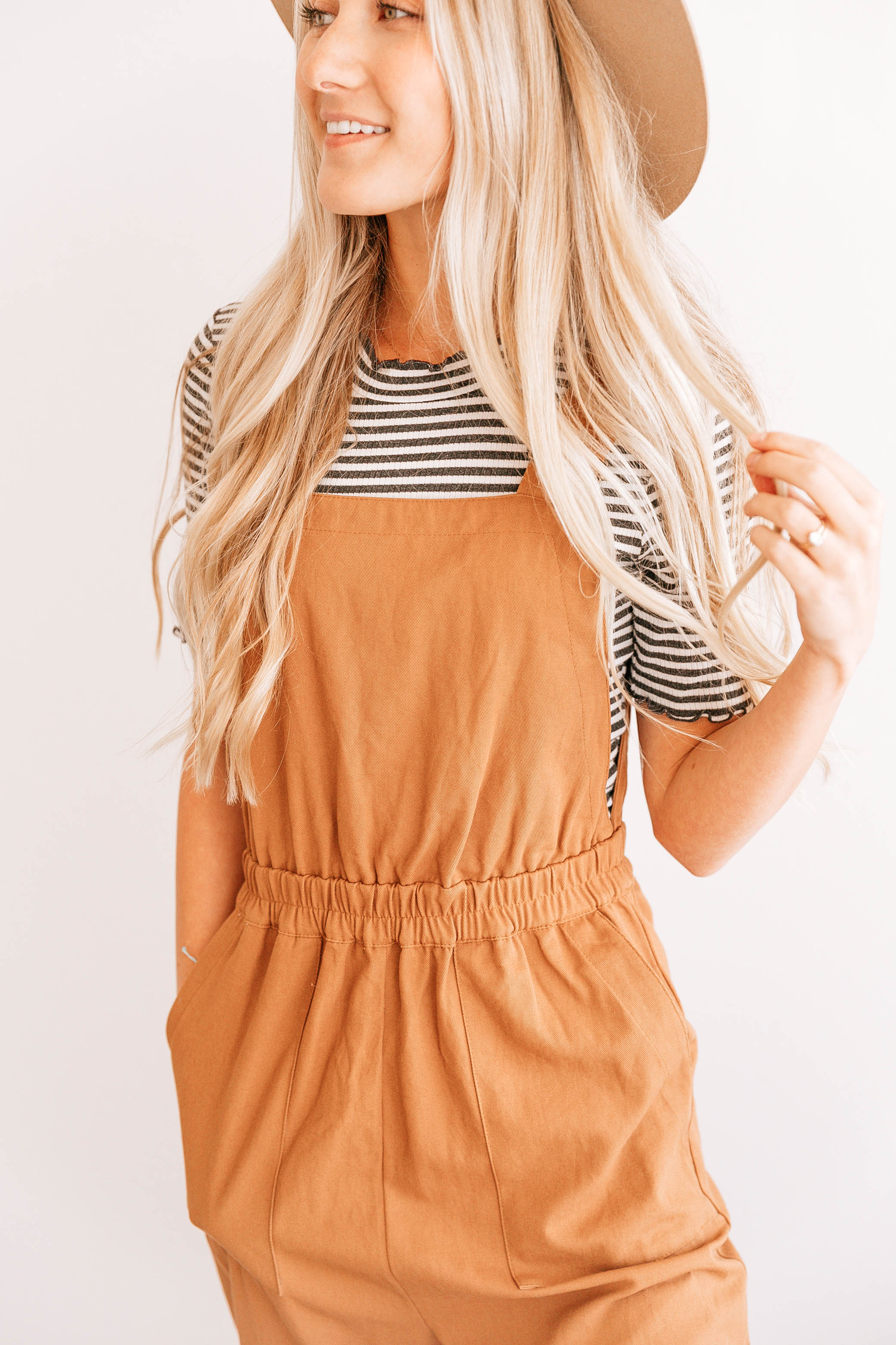 Camel Pocket Crop Overalls