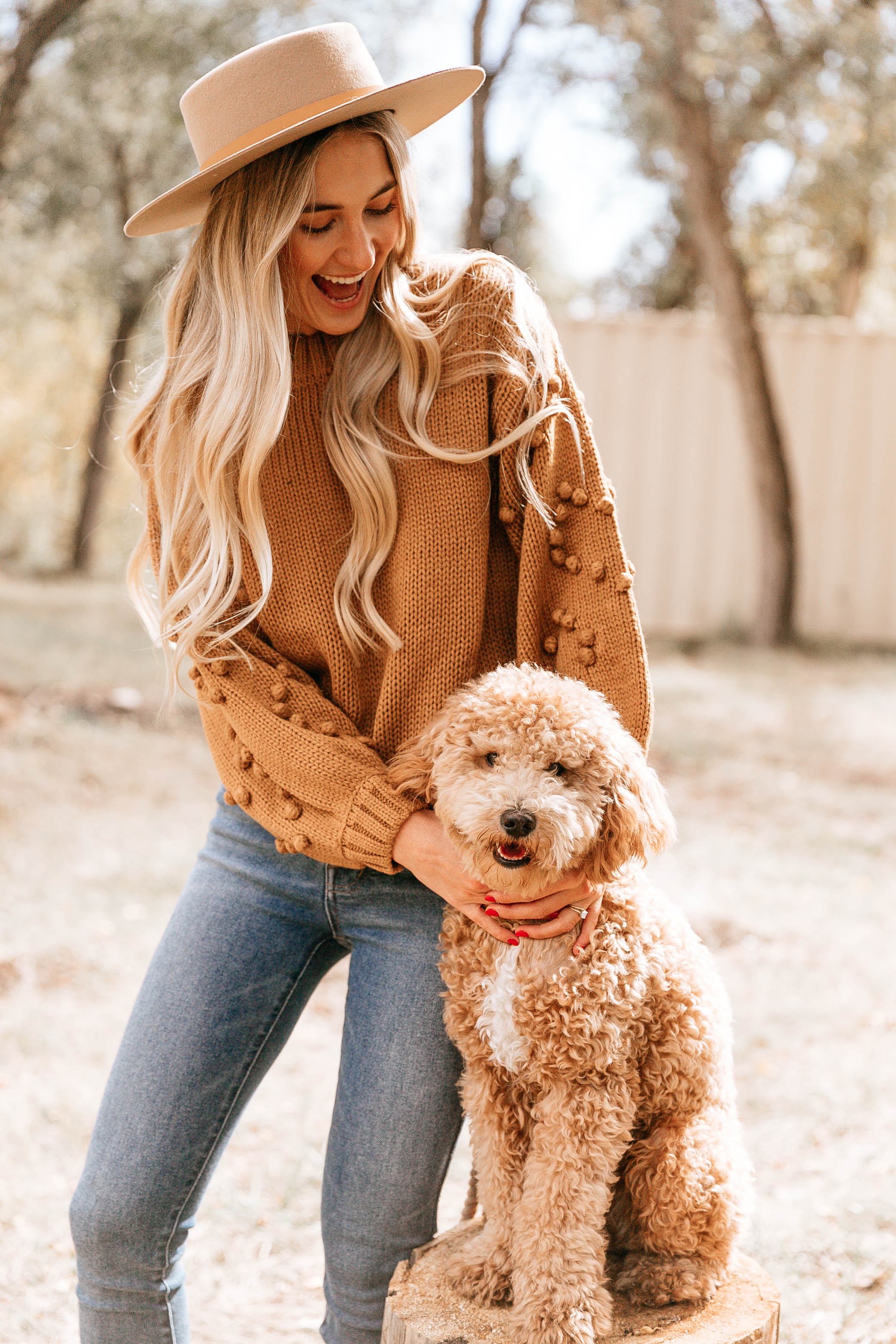 Camel Pom-Pom Sweater