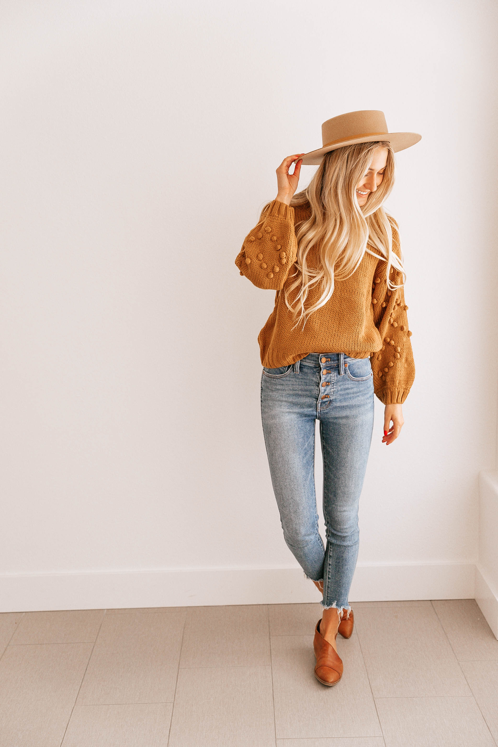 Camel Pom-Pom Sweater