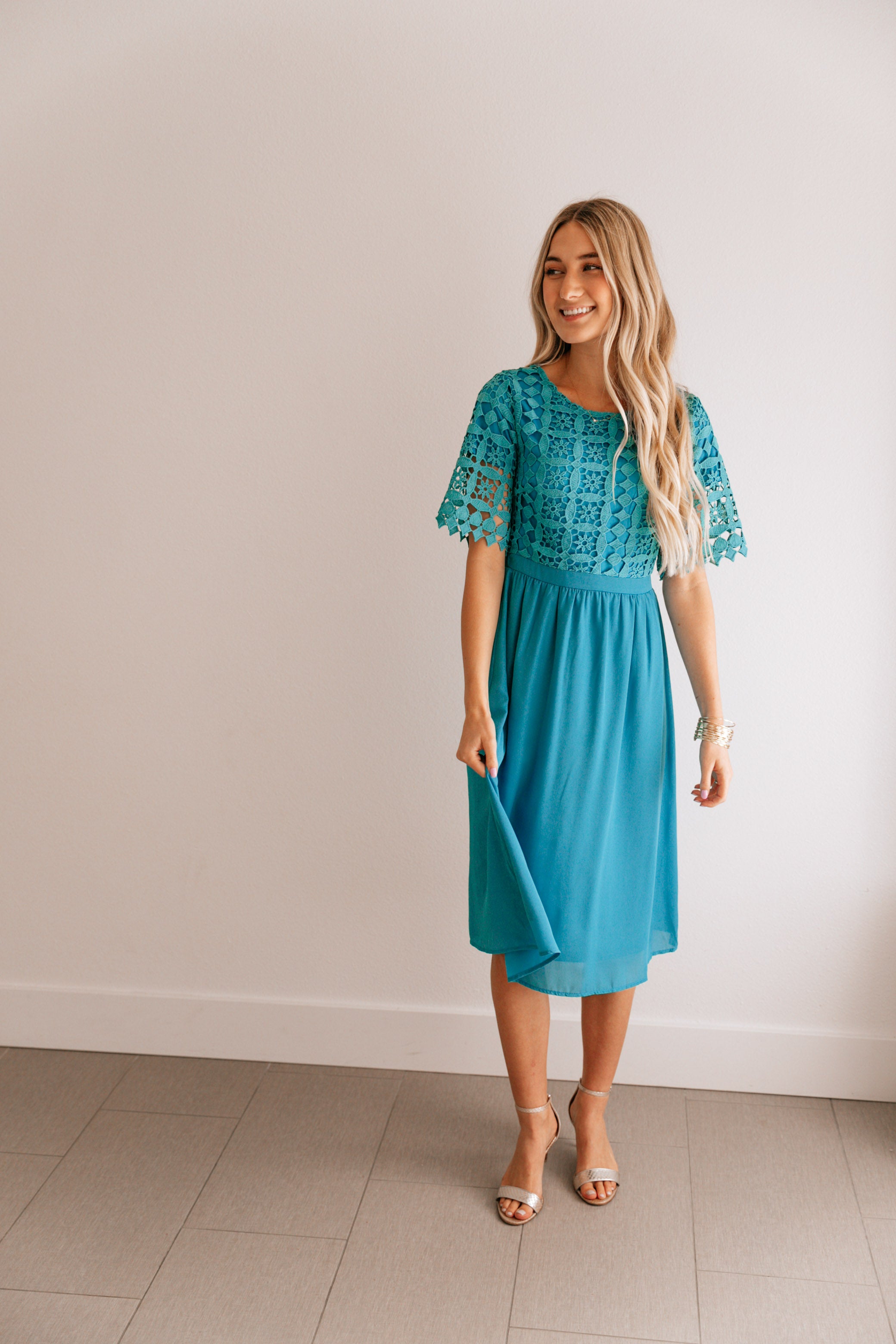 AQUA LACE DRESS