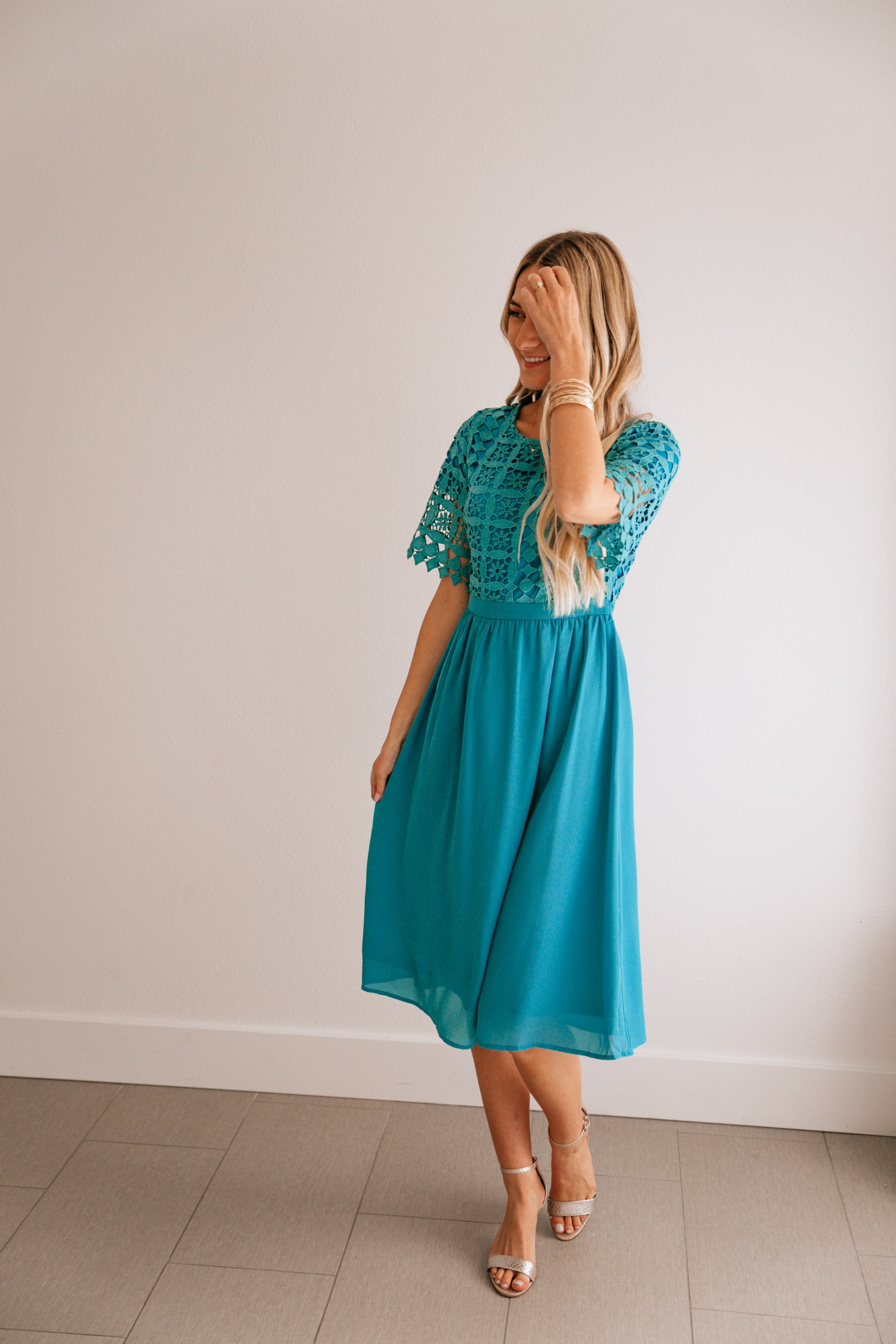 AQUA LACE DRESS