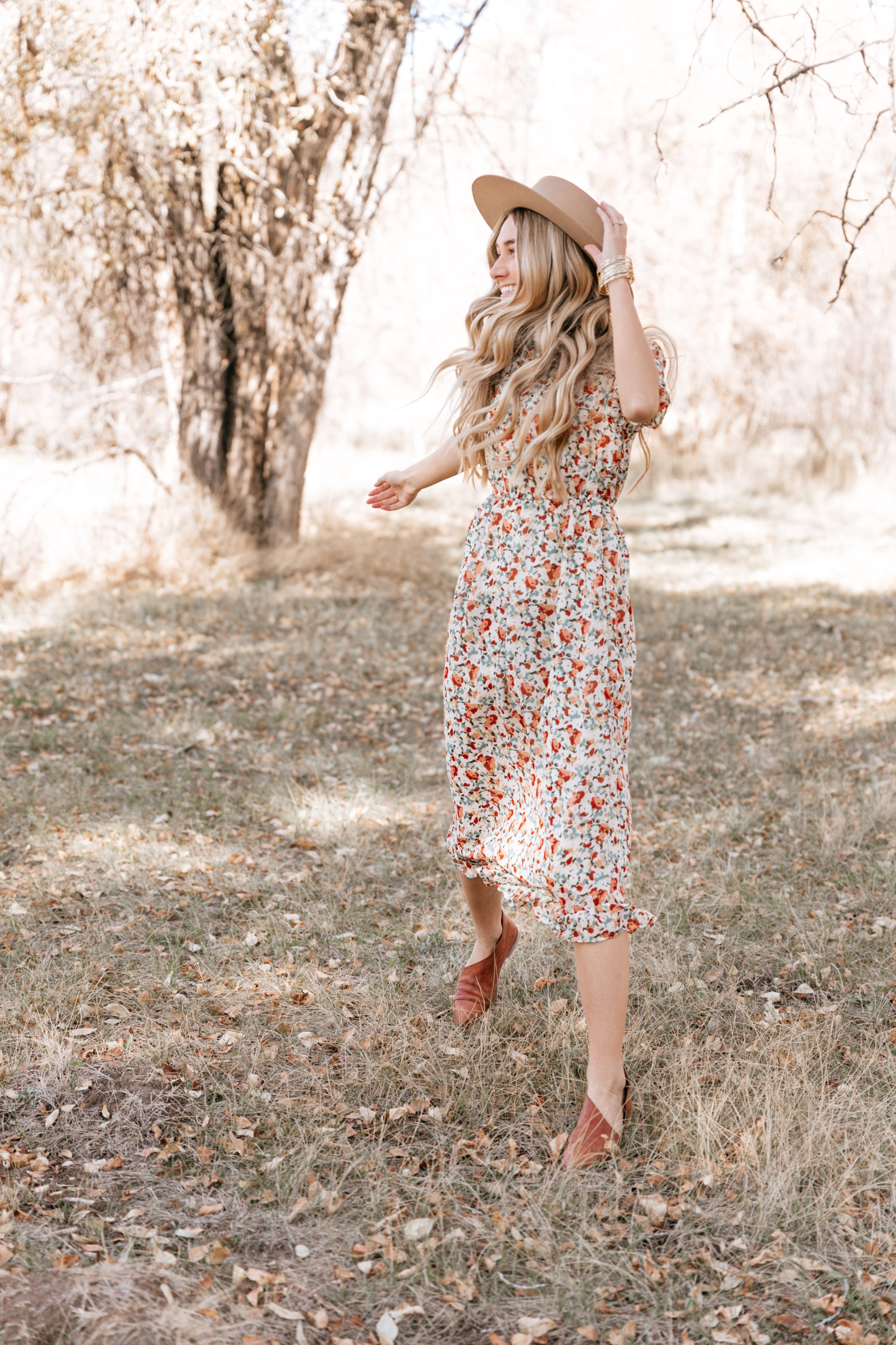 MOCK NECK FLORAL DRESS