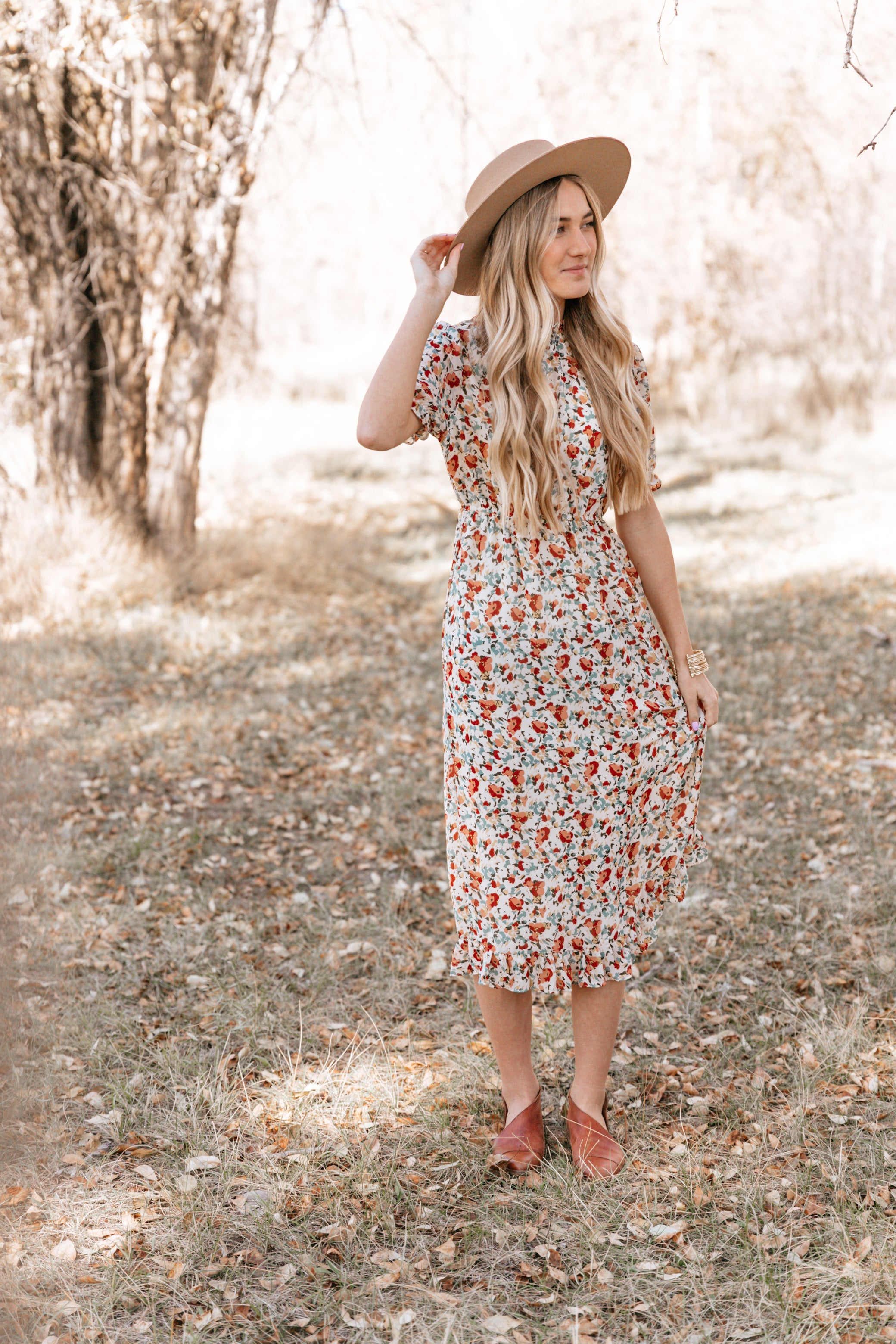 MOCK NECK FLORAL DRESS