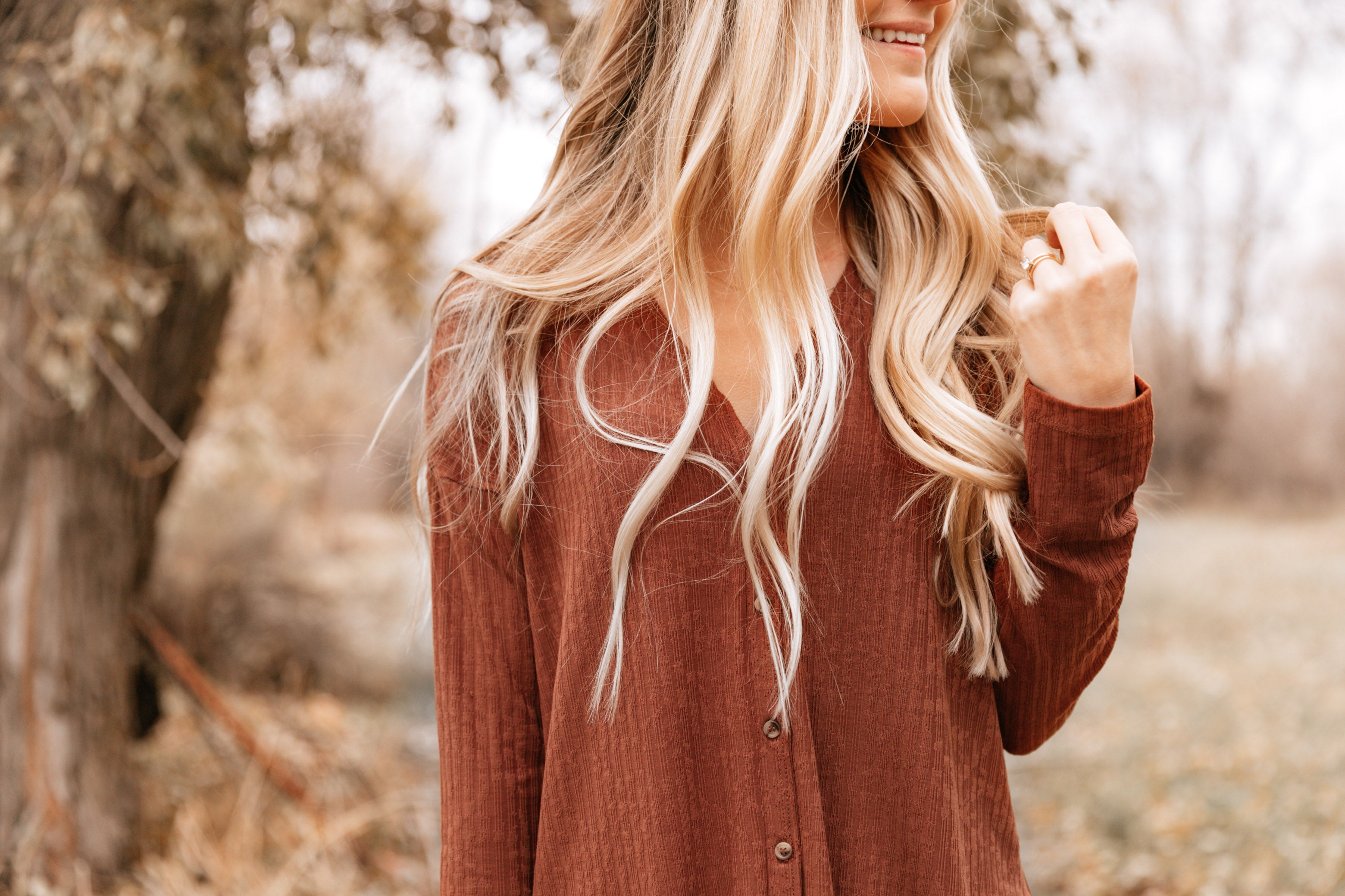 Brown Pointed Hem Button-Up Cardigan