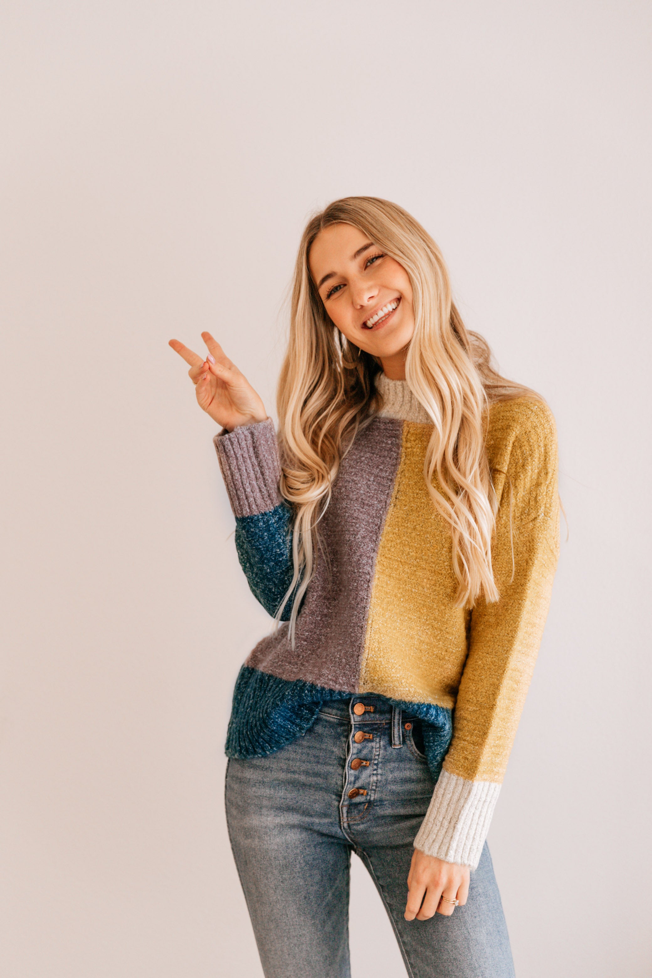 Color Block Drop-Shoulder Sweater