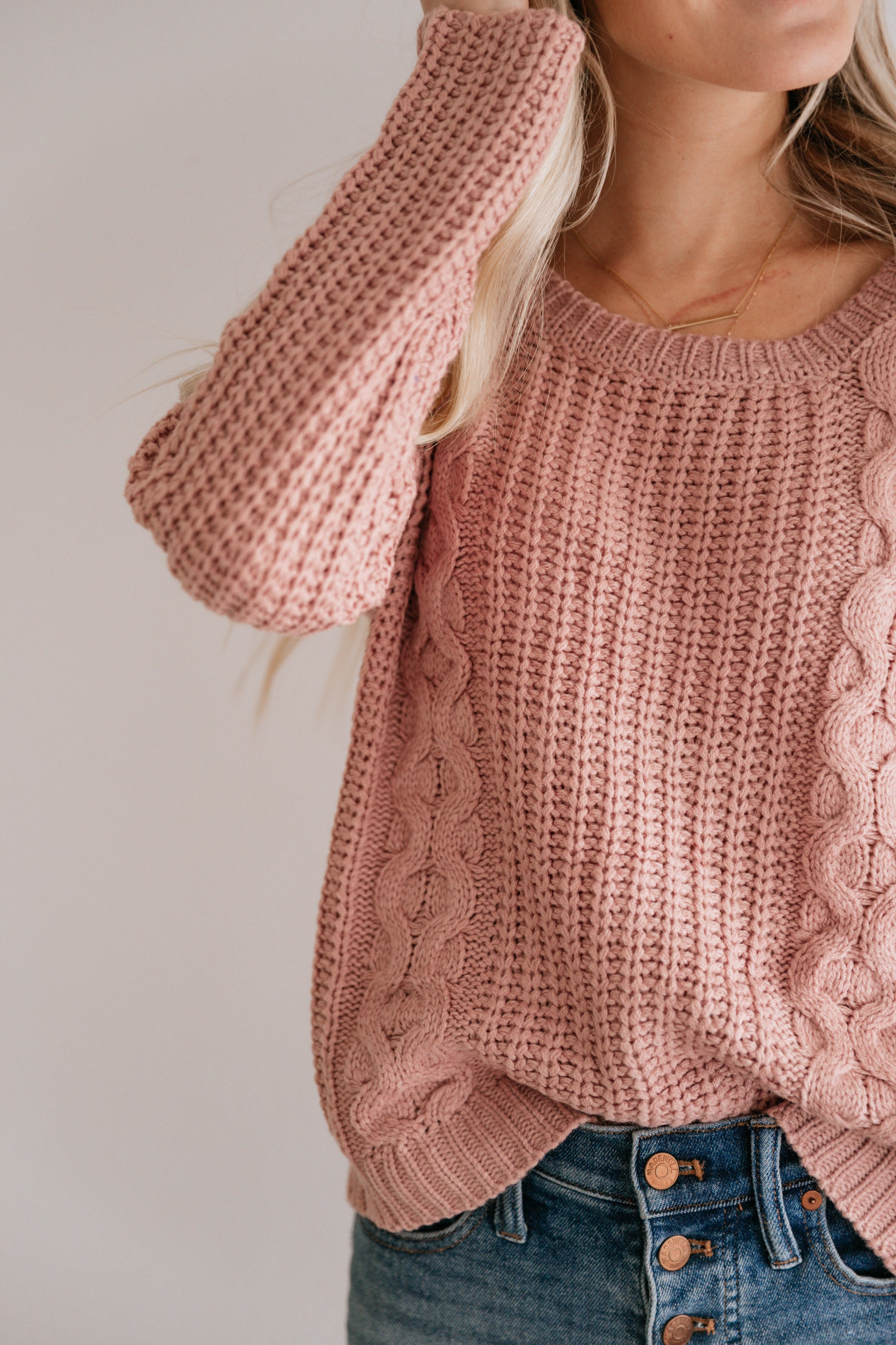 Cropped Cable Knit Sweater