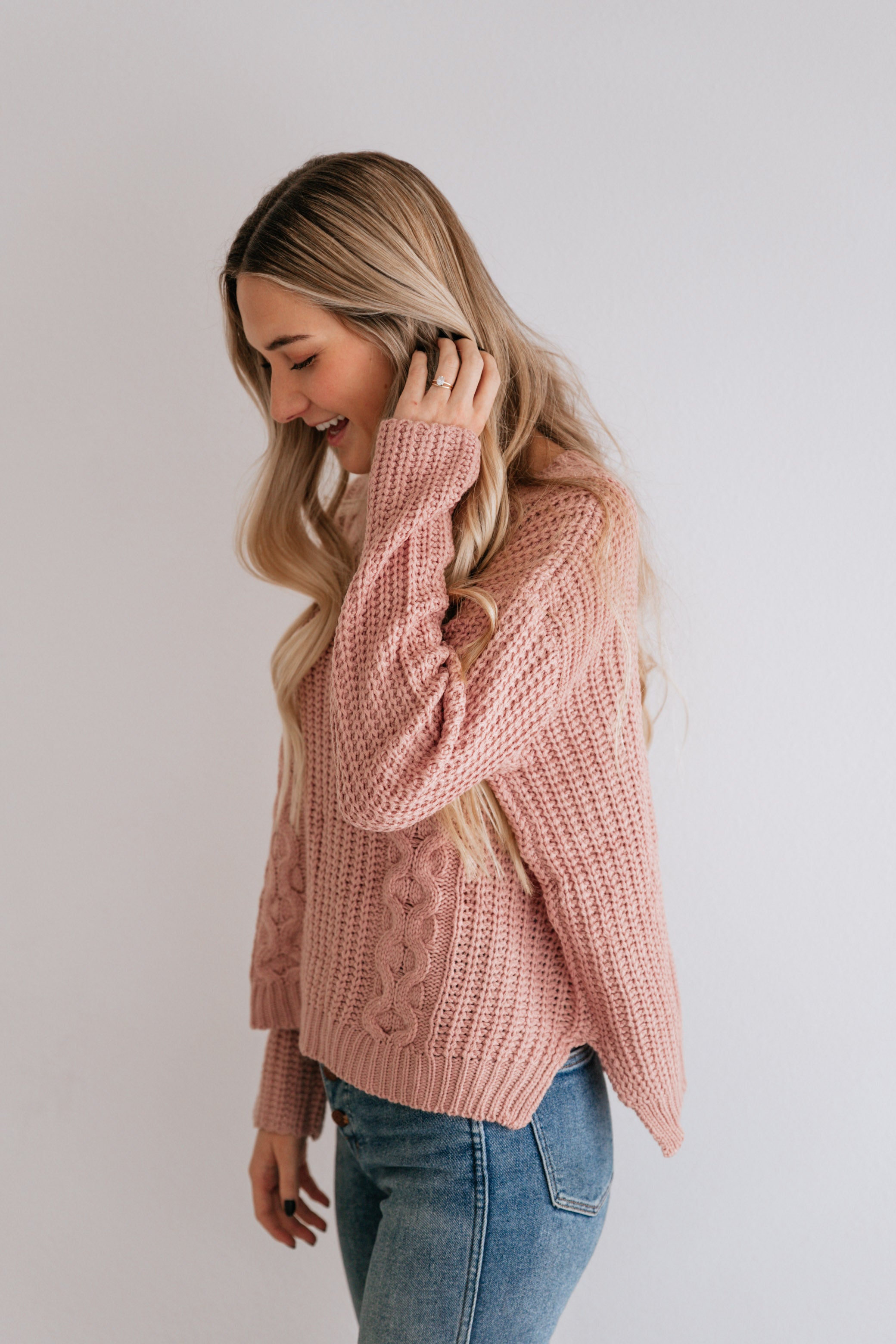 Cropped Cable Knit Sweater