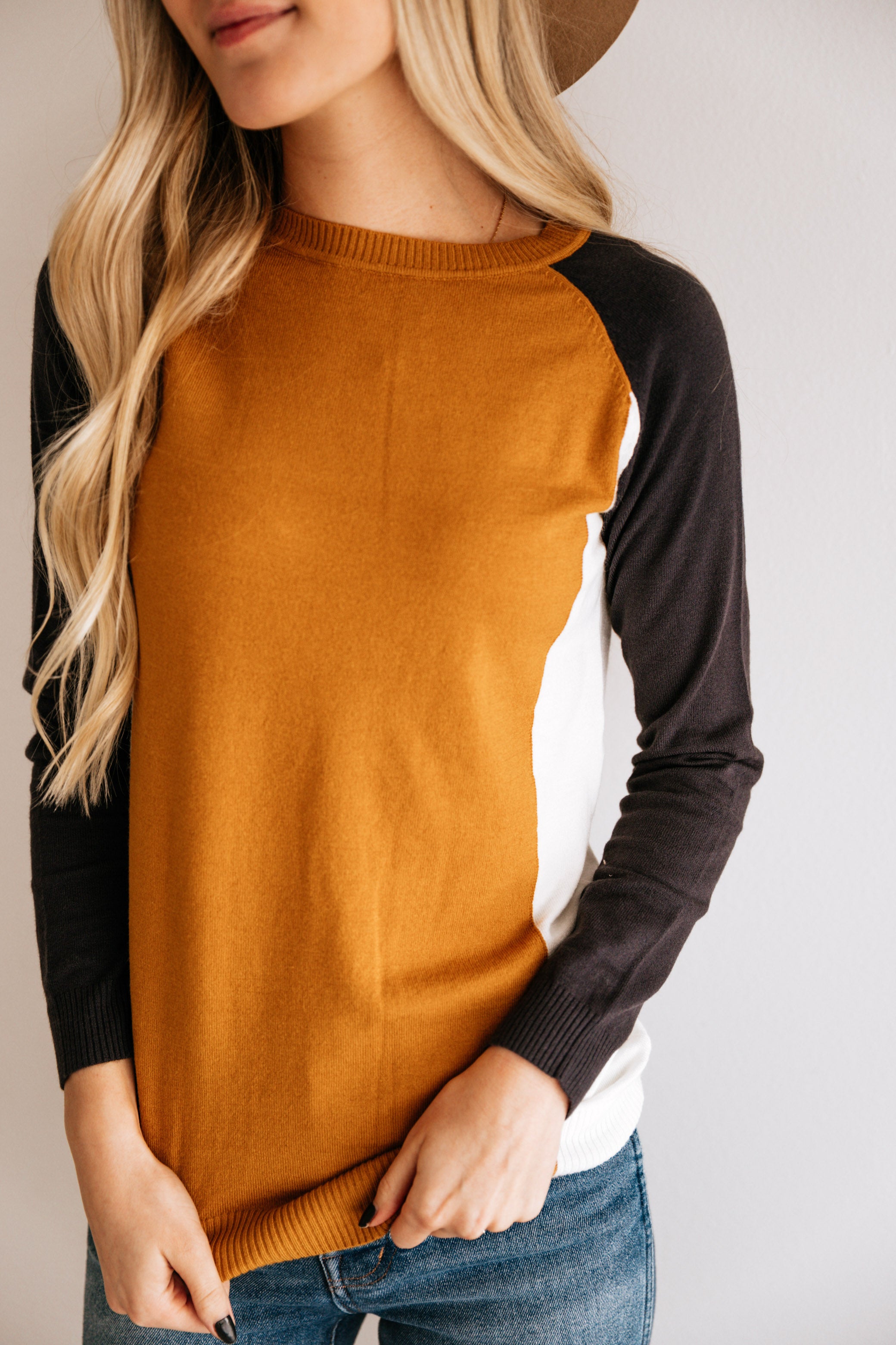 Color Block Crew Neck Sweater