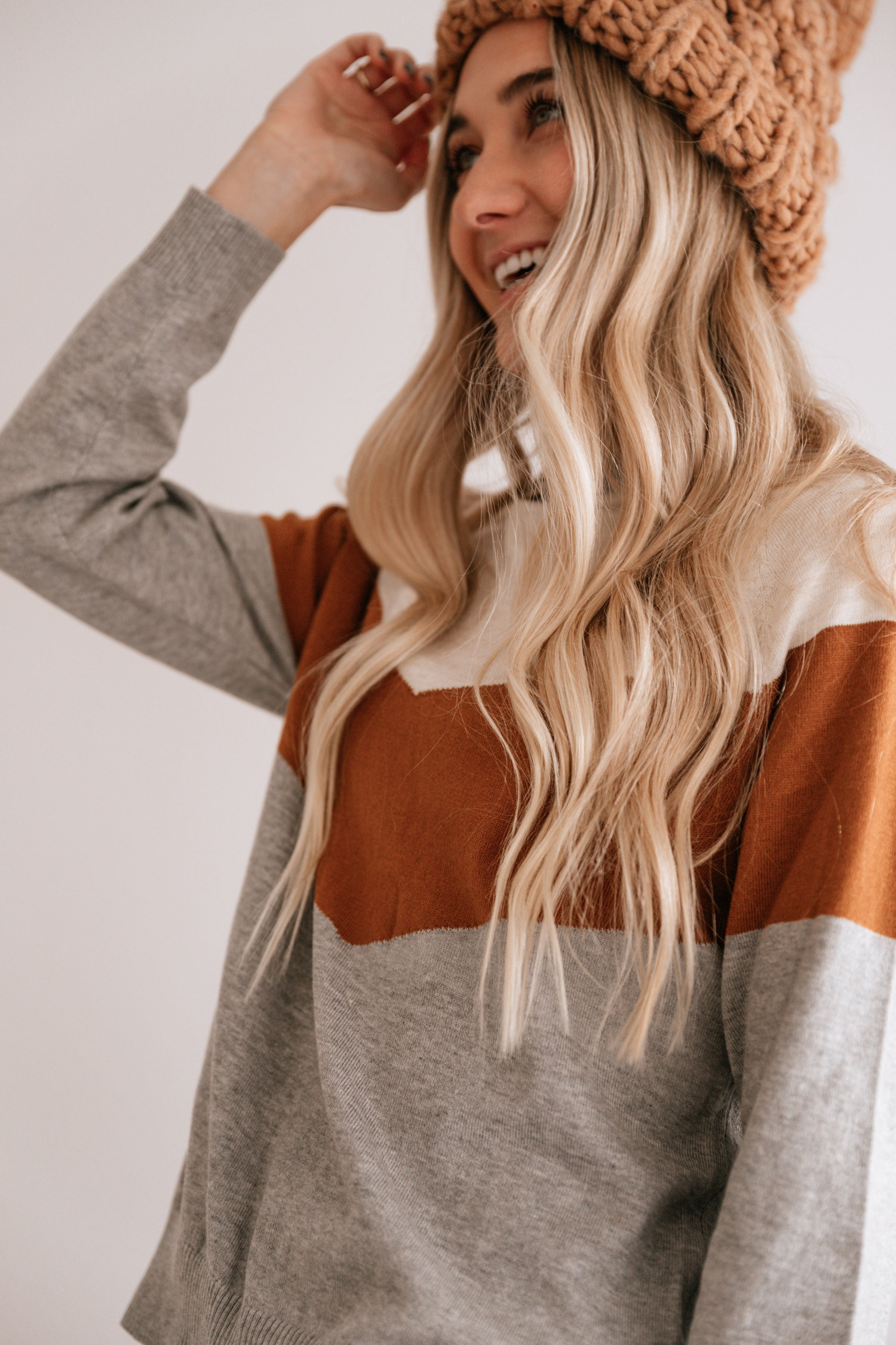 Color Block Crew Neck Sweater