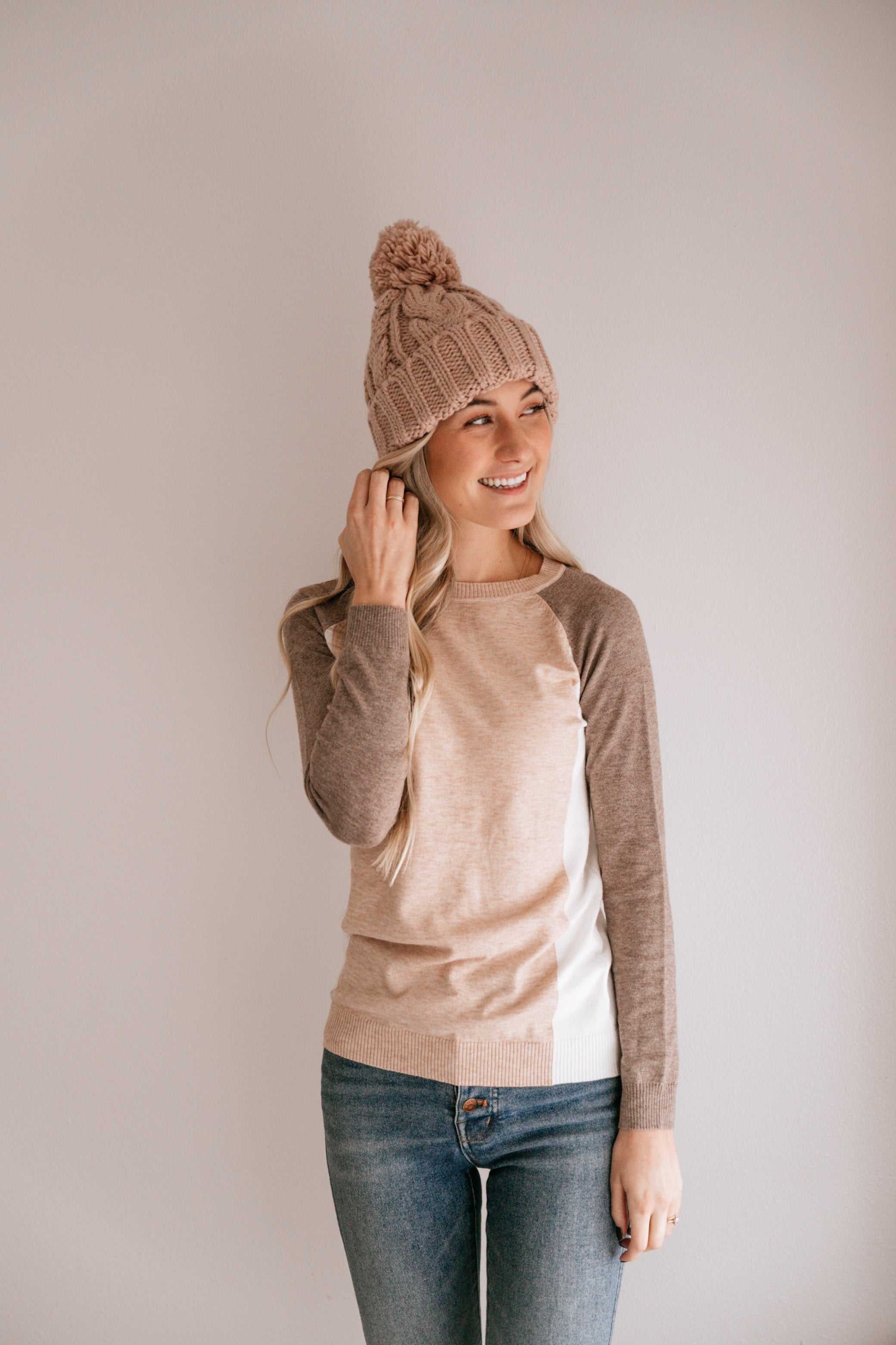 Color Block Crew Neck Sweater