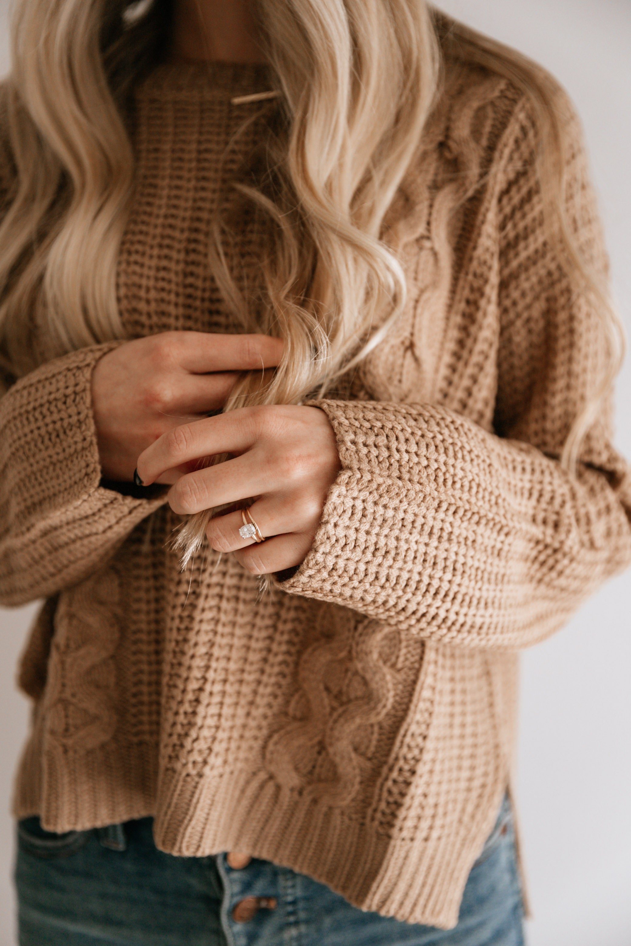 Cropped Cable Knit Sweater