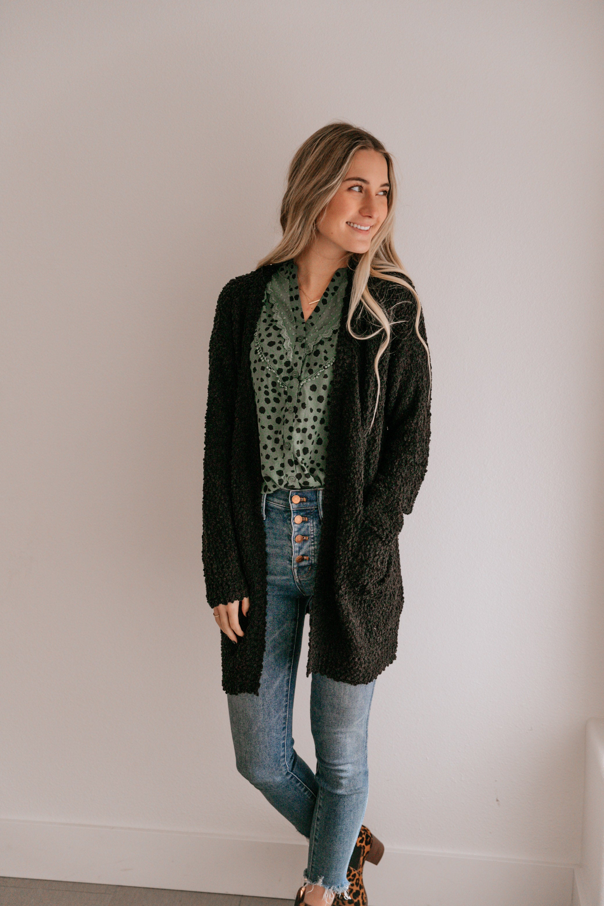 Textured Open Cardigan