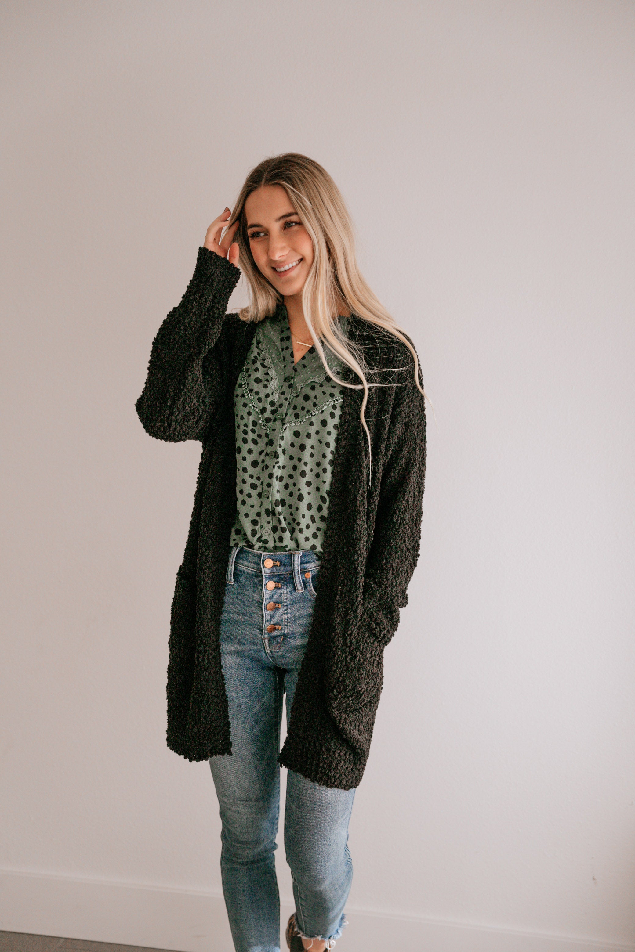 Textured Open Cardigan