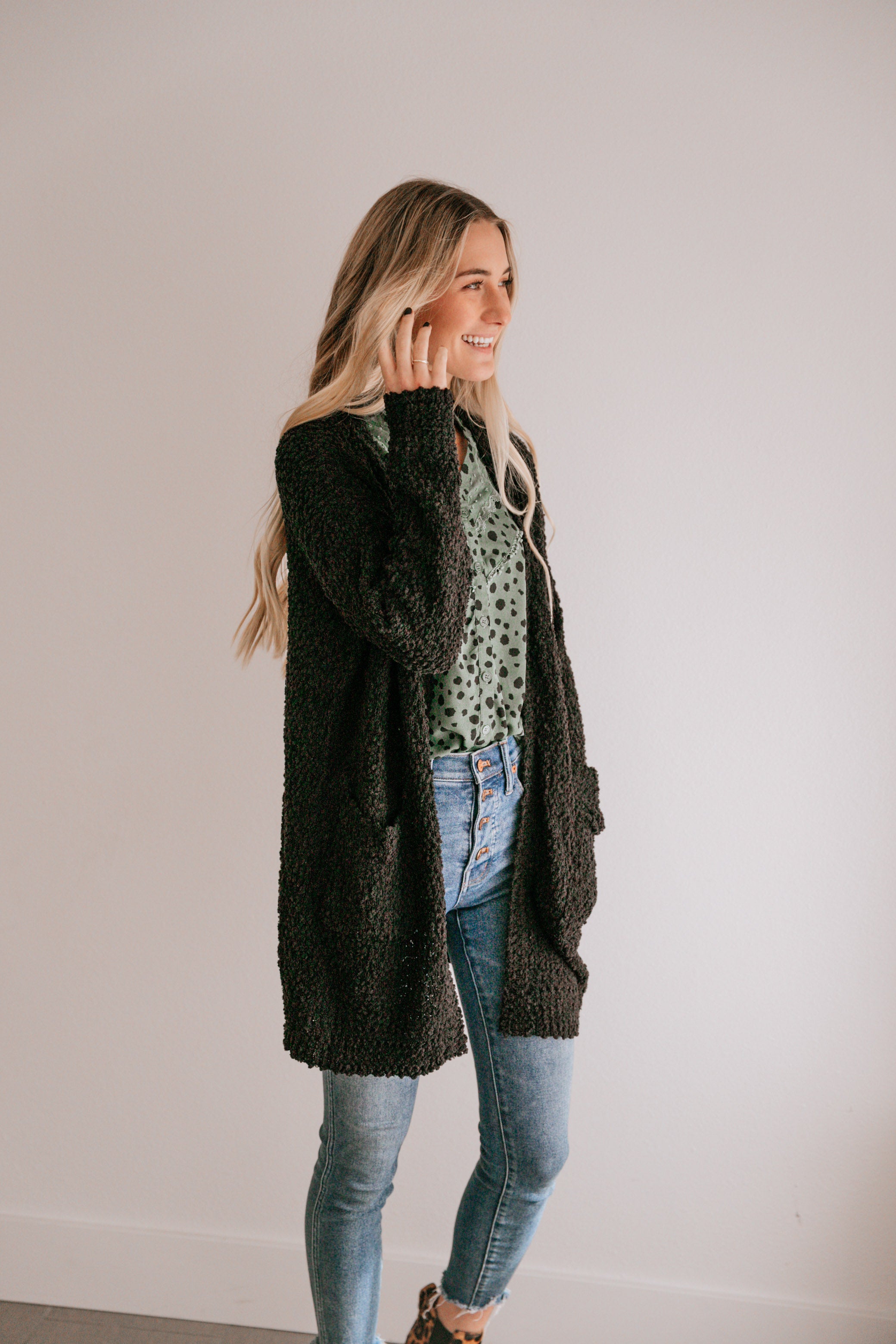 Textured Open Cardigan