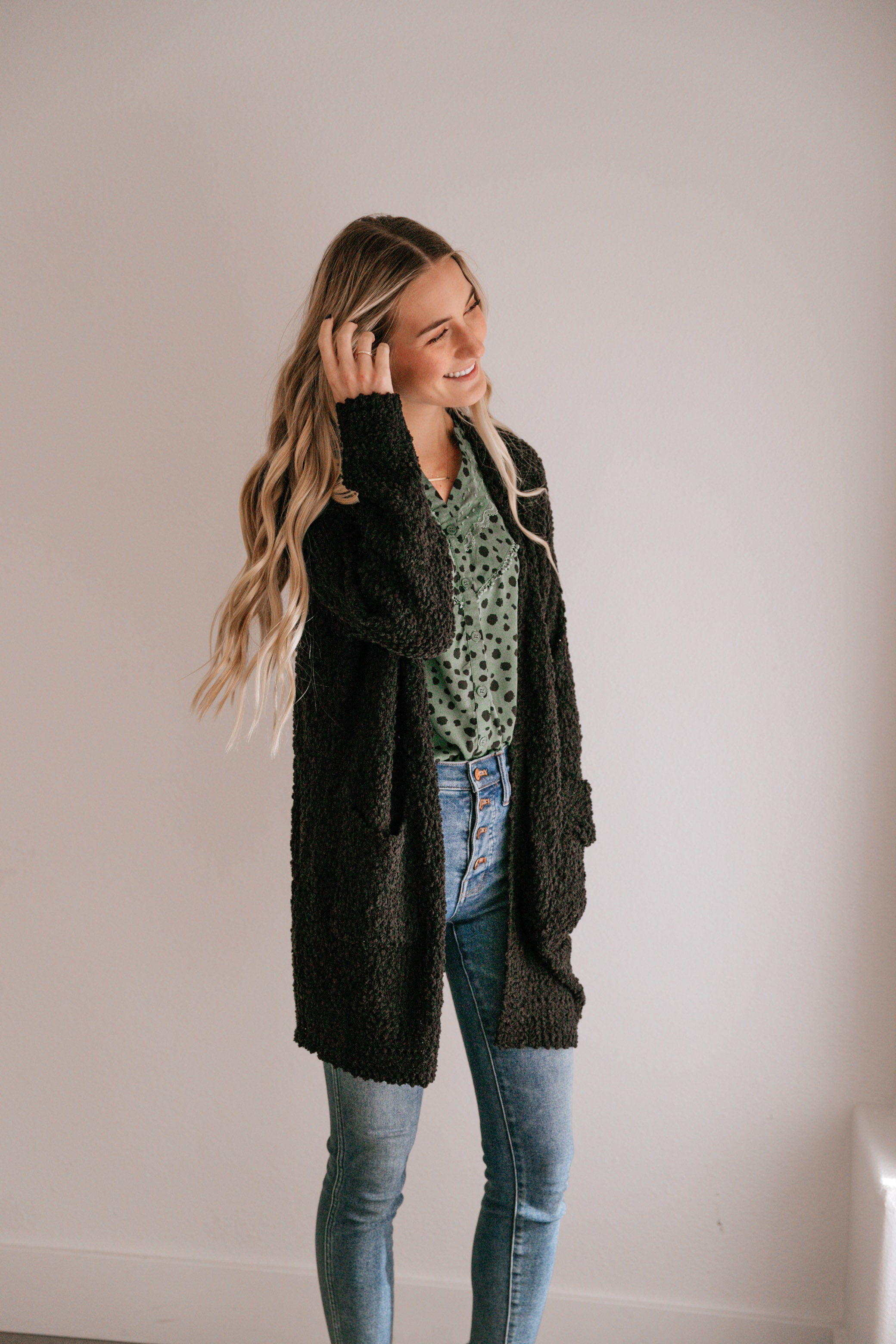 Textured Open Cardigan