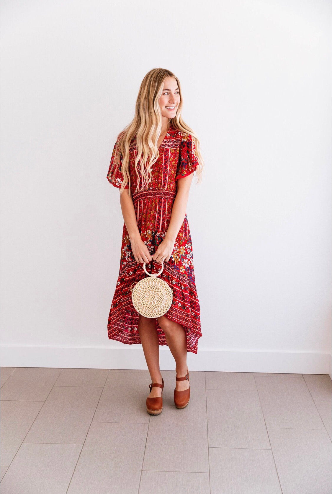 BOHO FLORAL MIDI DRESS