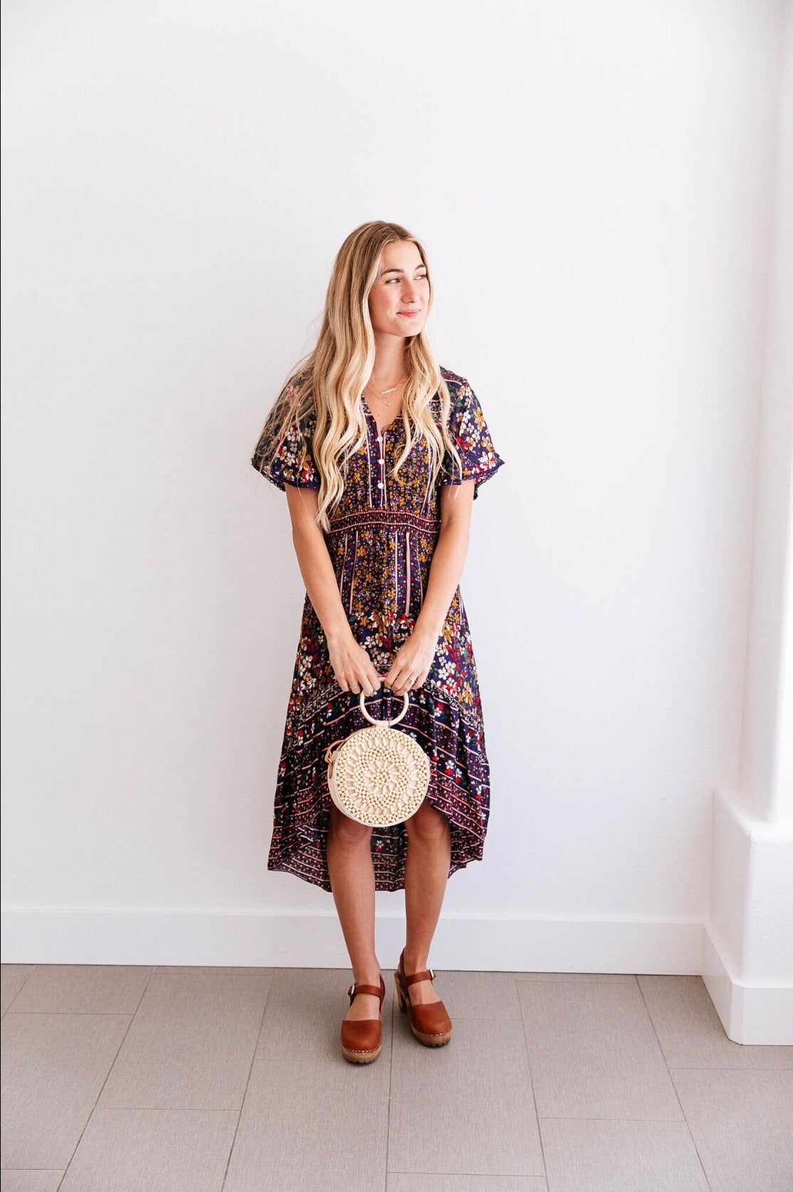 BOHO FLORAL MIDI DRESS