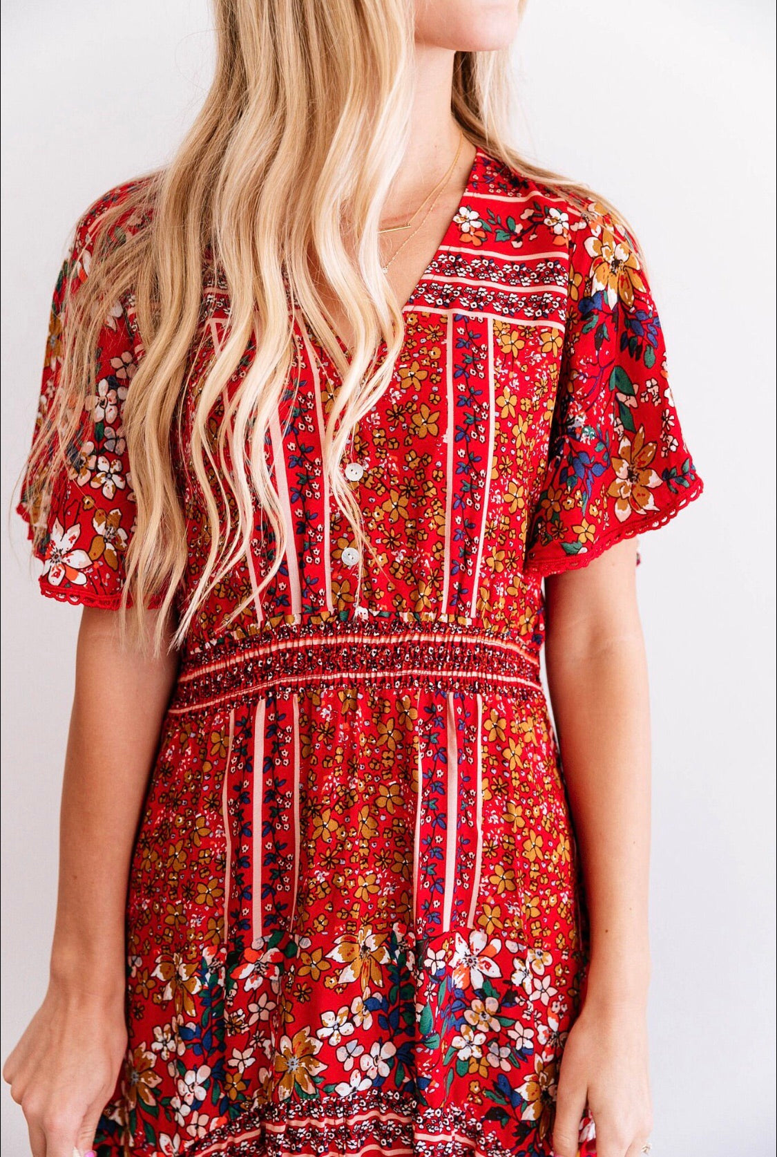 BOHO FLORAL MIDI DRESS