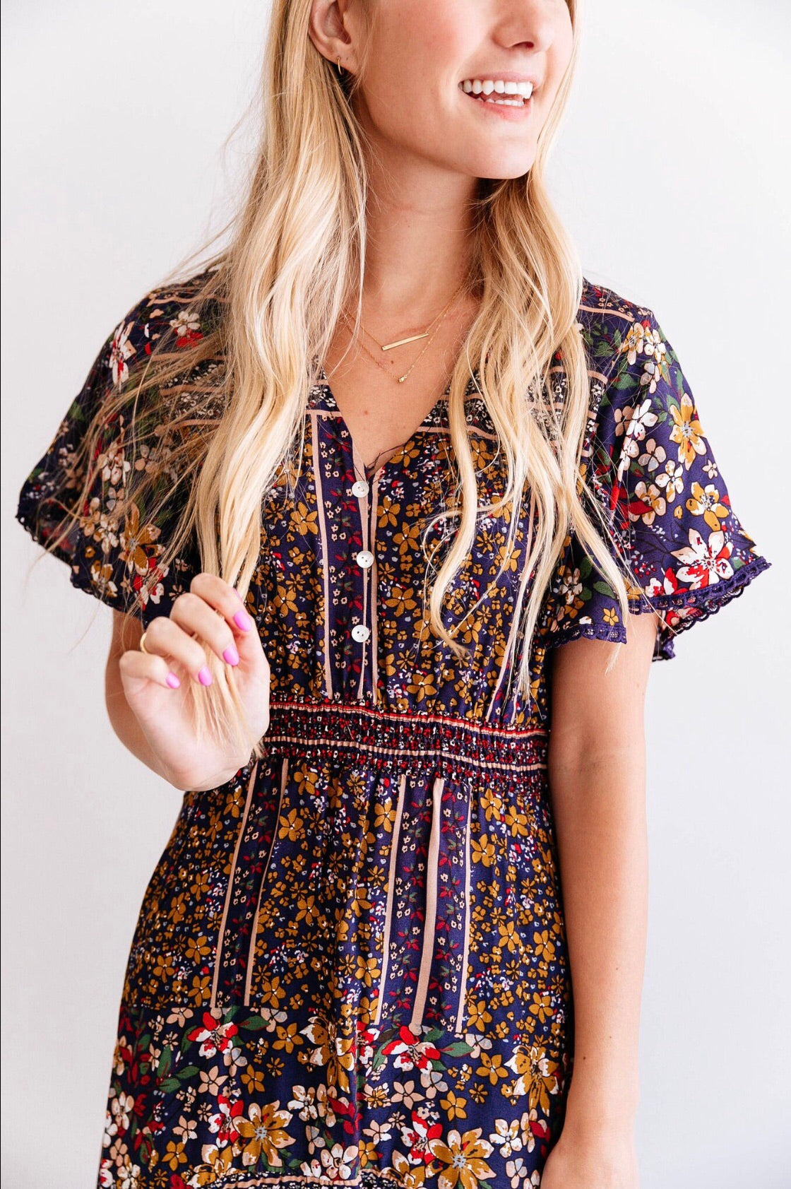 BOHO FLORAL MIDI DRESS